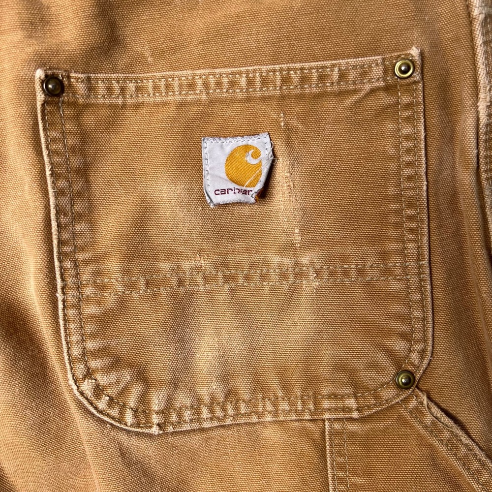 Carhartt B01 Double Front Duck Work Pants Brown 38(34)x30 Distressed Made in USA - Picture 9 of 12